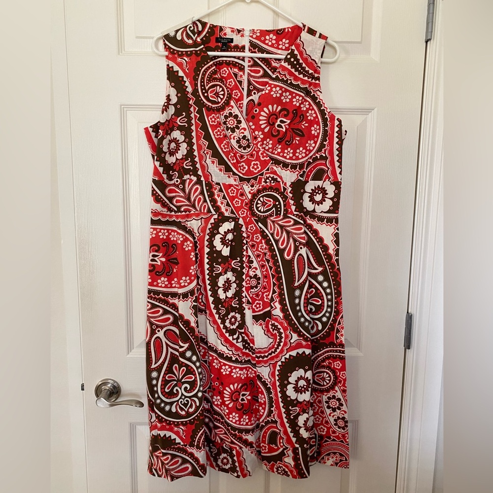Talbots Red Brown Cream Paisley Sleeveless Maxi Dress